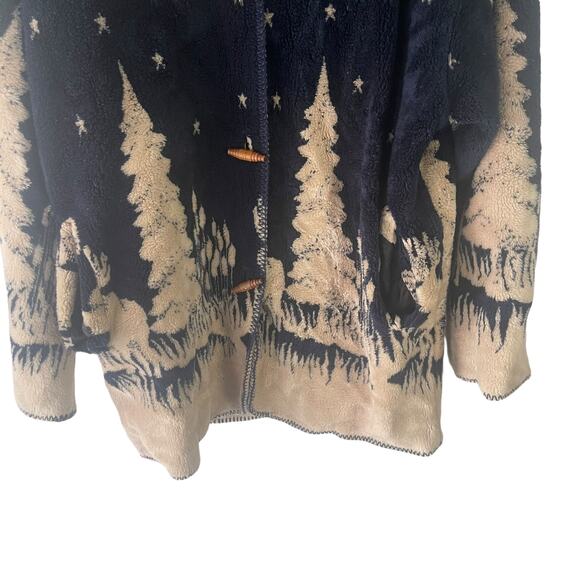 Country Woods Vintage 90s Women's Size XL Fleece Mountain Elk‎ Woods Toggle Coat - Picture 3 of 8
